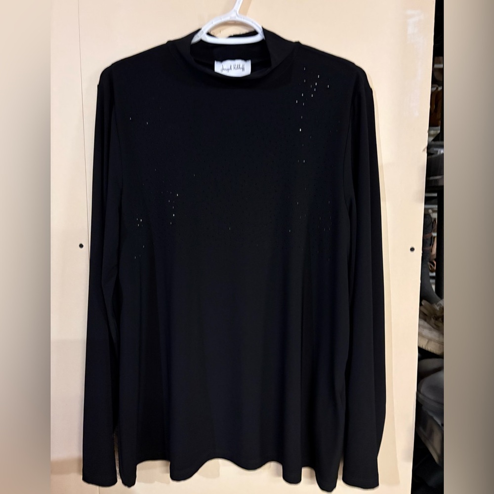 Joseph Ribkoff Black Long Sleeve Top with Rhinestone Accents